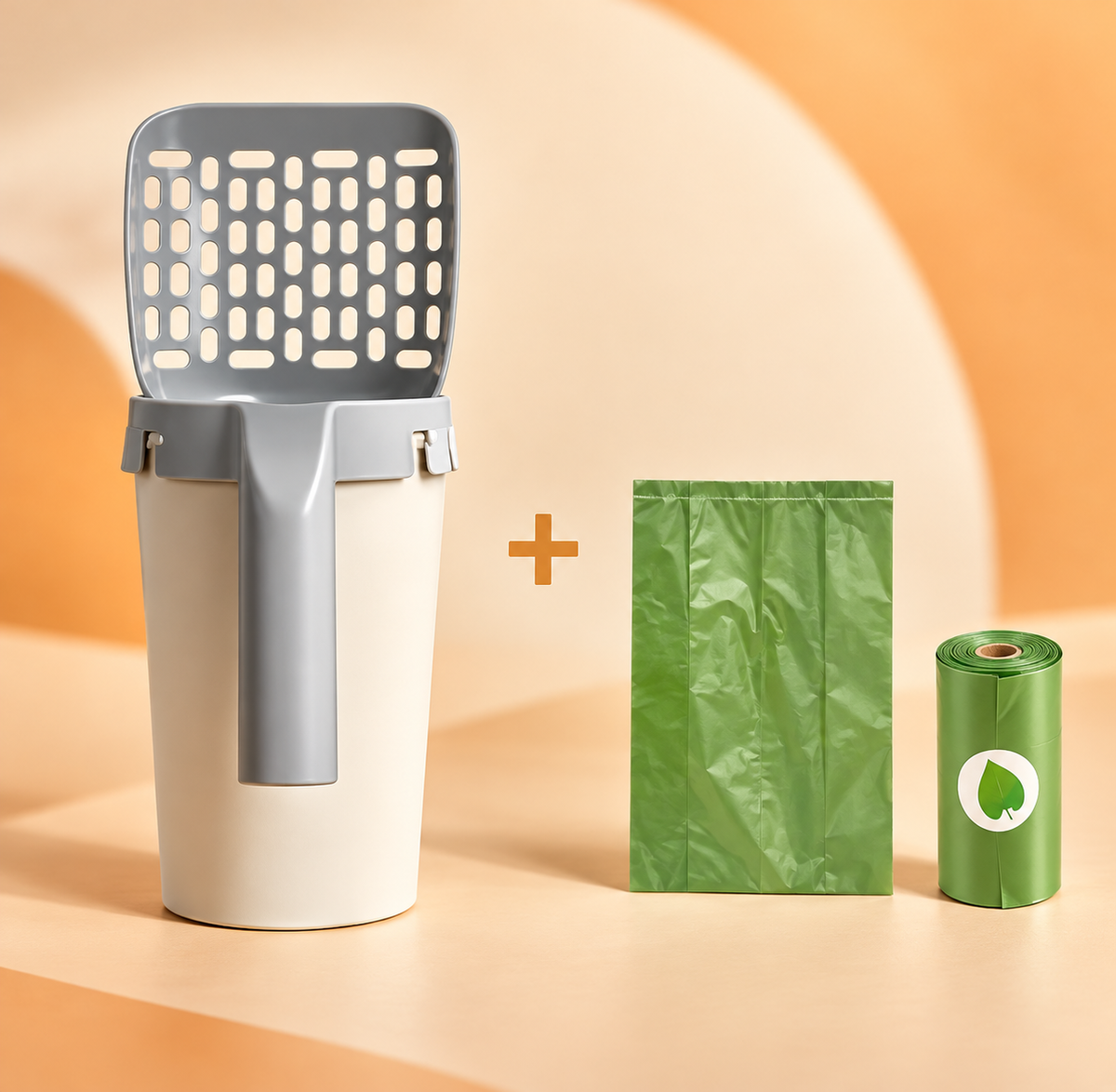 Litter Scoop with Waste Bag Holder