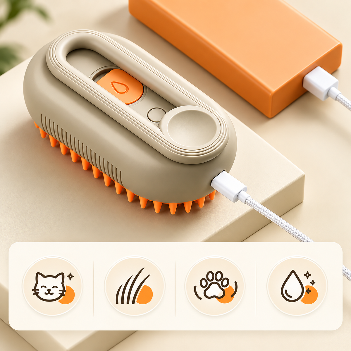 3-in-1 Electric Pet Steam Brush