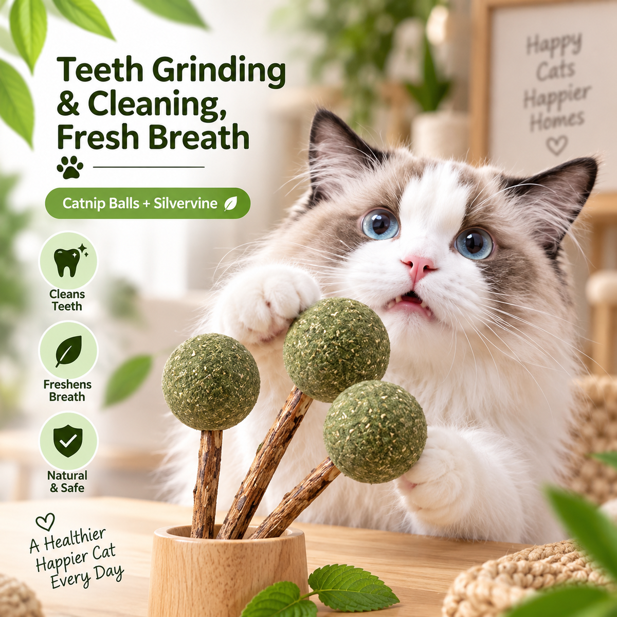 Piruleta de hierba gatera natural para el cuidado dental