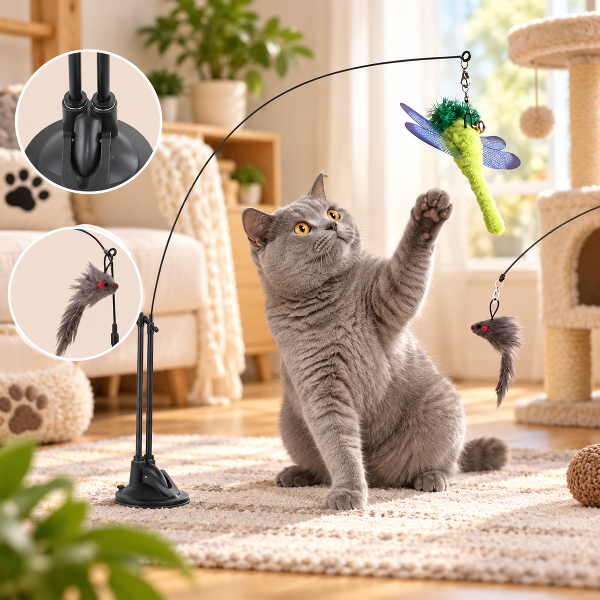 Cat Fishing Toy with Suction Cup