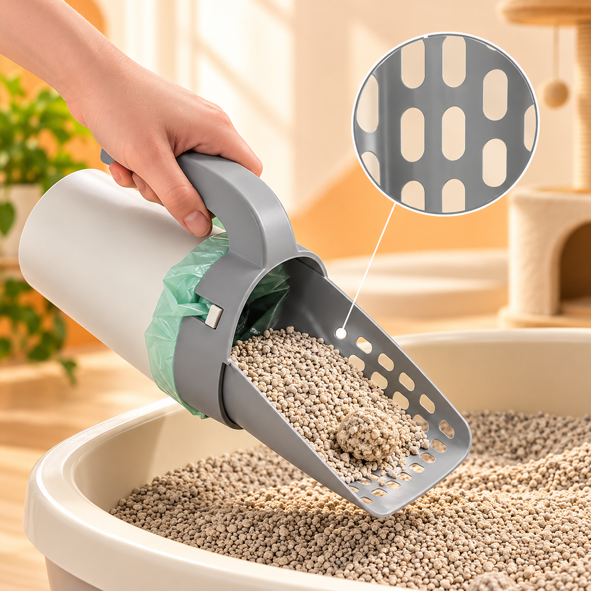 Litter Scoop with Waste Bag Holder